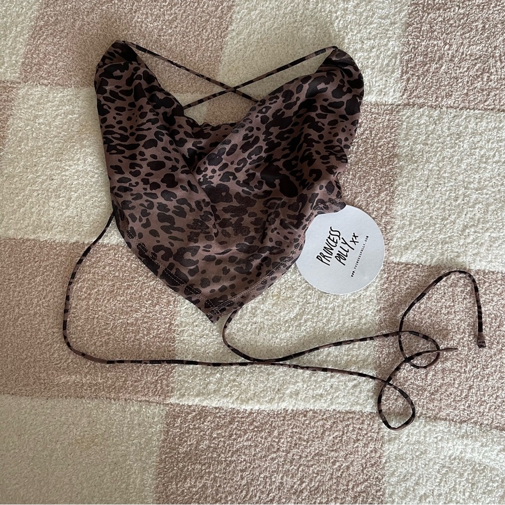 Princess Polly Avalon Leopard Backless Crop Top